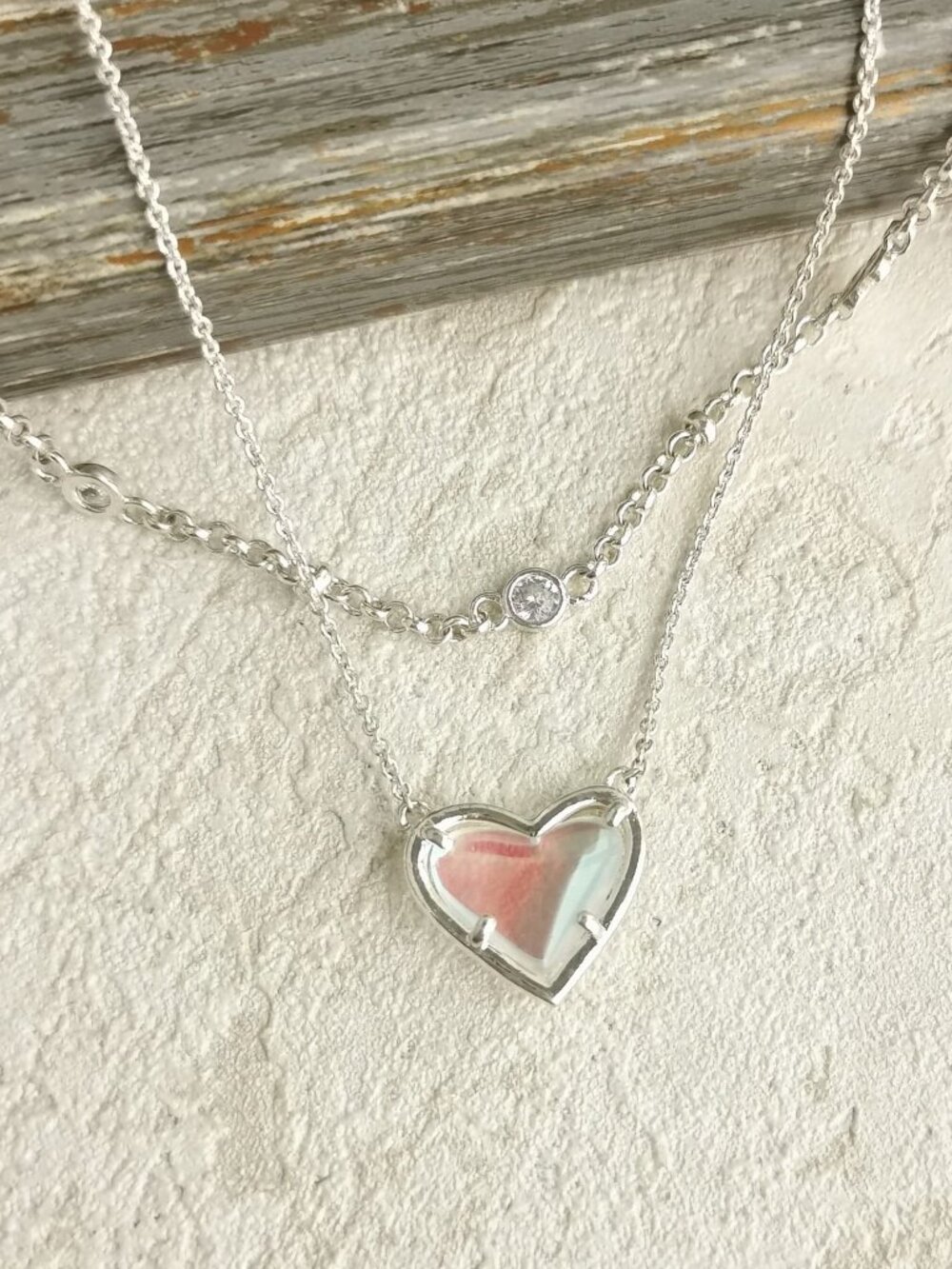 Alicia Bonnie ❤️ Love Silver Dichroic Glass Necklace